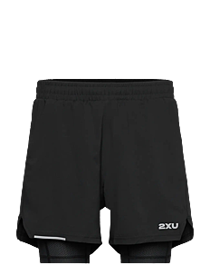 2XU AERO MESH 2-IN-1 5 INCH SHORTS - Løpeshorts - BLACK/SILVER REFLECTIVE / black