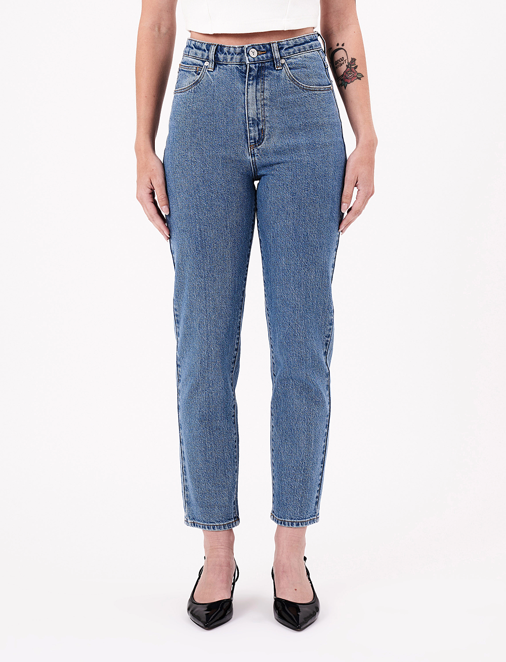 ABRAND - 94 HIGH SLIM NAOMI MID VINTAGE BLUE - slim jeans - blue - 0