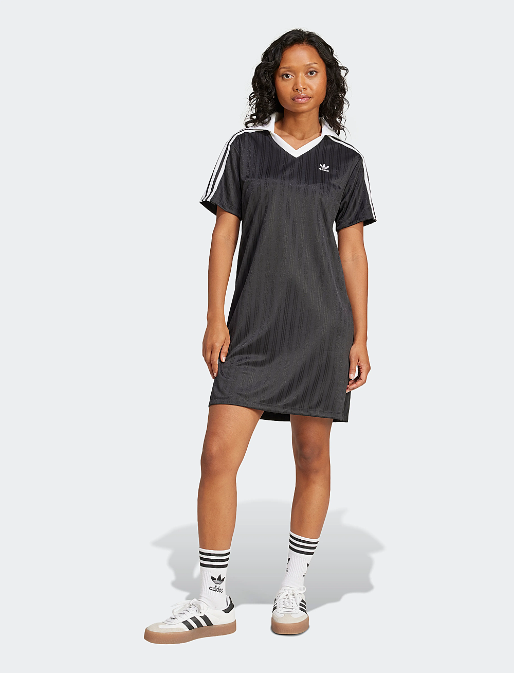 adidas Originals - V-NECK SS DRESS - kjoler & skjørt - black - 0