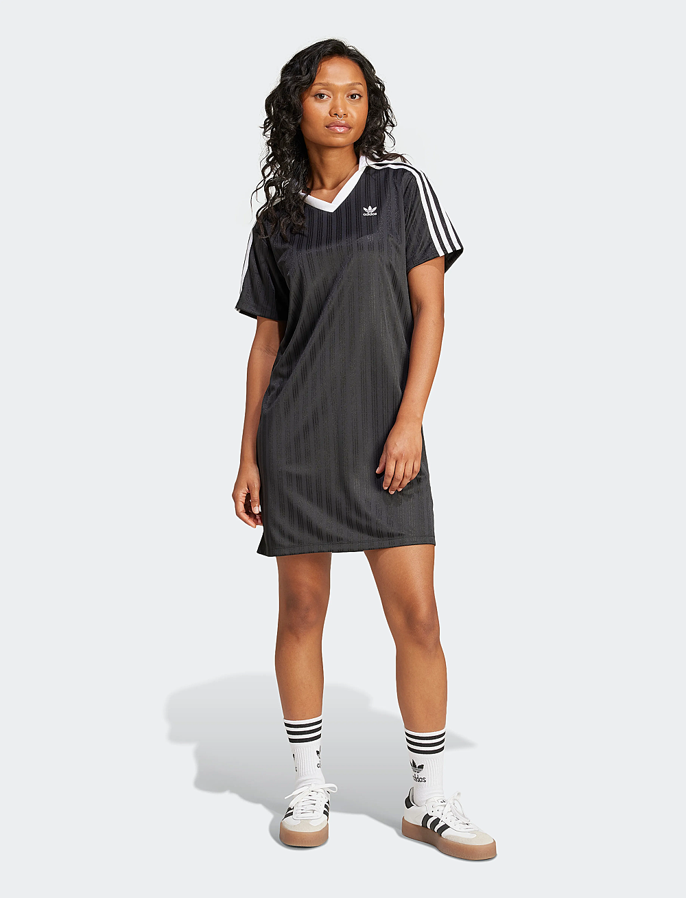 adidas Originals - V-NECK SS DRESS - kjoler & skjørt - black - 4