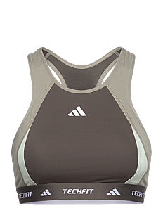 adidas Performance TECHFIT Medium Support High Neck Colorblock Bra - BH-er - SHAOLI / khaki/green