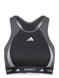 adidas Performance TECHFIT Medium Support High Neck Colorblock Bra - BH-er - BLACK / black