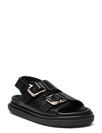 Harper Cream Leather Sandals - BLACK