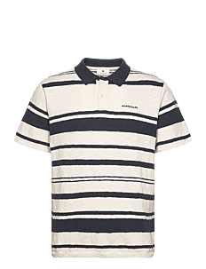 Anerkjendt AKSOFUS STRIPE S/S KNIT - Strikkede poloer - SKY CAPTAIN / white