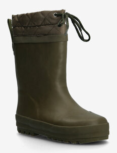 ANGULUS Rainboots with woollining - Gummistøvler med linjer - 0002 OLIVE / green