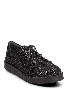 ANGULUS Shoes - flat - with lace - Kolleksjoner - 2486/1163 BLACK GLITTER/BLACK / black