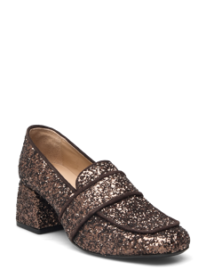 ANGULUS Loafer - Mokasiner med hæl - 2487/2193 BROWN GLITTER/DARK B / brown