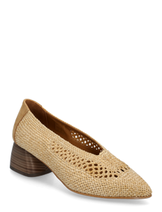 ANGULUS Pump - Klassiske pumps - 3611/2740 CORN RAFFIA/CAMEL / cream