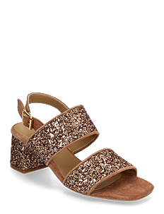 ANGULUS Sandals - Block heels - ANGULUS - 3232/3297 GLAY/GLAY GLITTER / brown