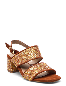 ANGULUS Sandals - Block heels - ANGULUS - 2857/2752 TERRACOTTA/MANDARIN / gold