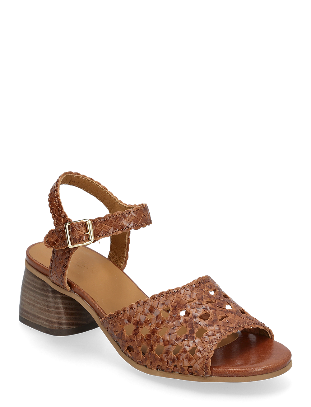 ANGULUS - Sandals - Block heels - sandaler med hæl - 3614 tan braid - 0