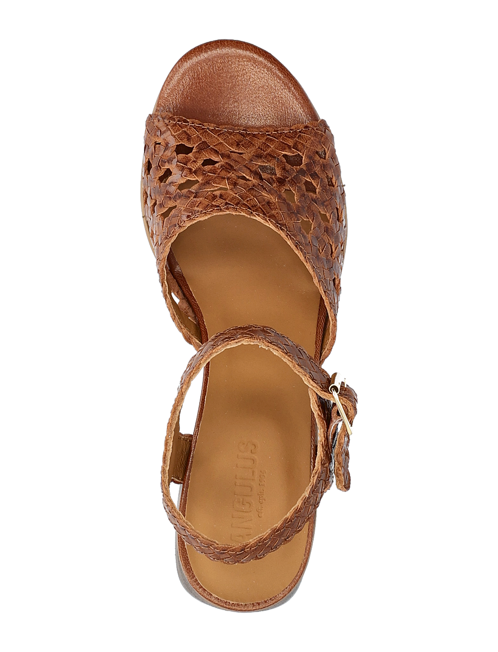 ANGULUS - Sandals - Block heels - sandaler med hæl - 3614 tan braid - 3