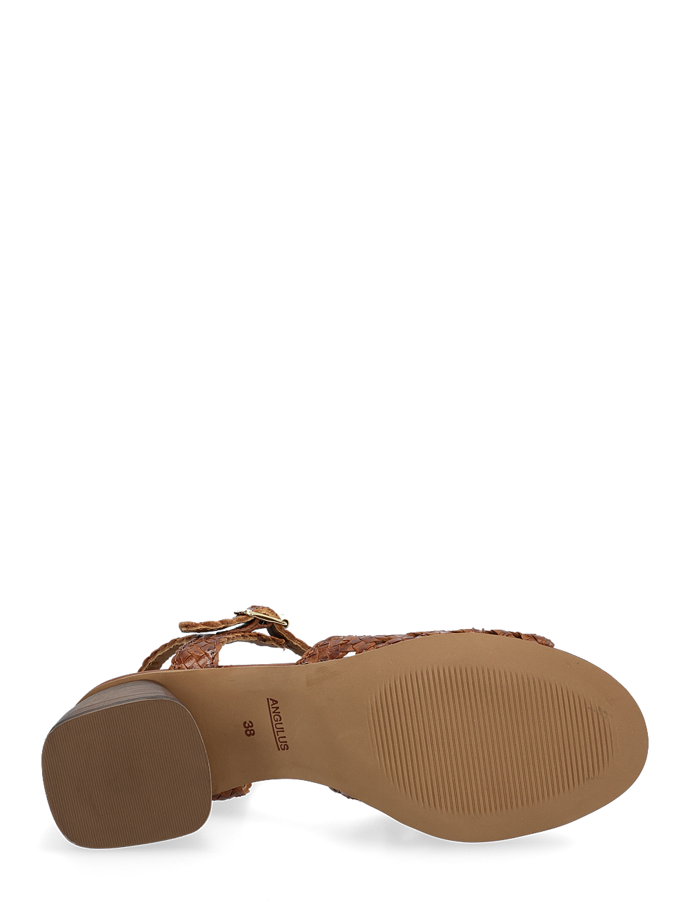 ANGULUS - Sandals - Block heels - sandaler med hæl - 3614 tan braid - 4