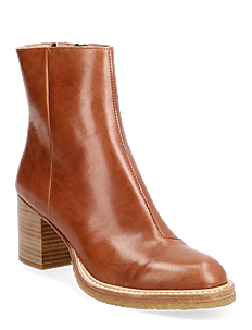 ANGULUS Bootie - block heel - with zippe - ANGULUS - 1838/036 COGNAC/COGNAC / brown