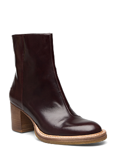 ANGULUS Bootie - block heel - with zippe - ANGULUS - 1836/002 DARK BROWN/DARK BROWN / brown