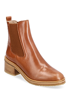 ANGULUS Bootie - block heel - with zippe - ANGULUS - 1838/040 COGNAC/BROWN / brown