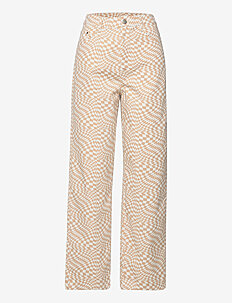 Barbara Kristoffersen by Rosemunde Trousers - Rette bukser - SAND SWIRL CHECK PRINT / multi