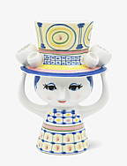 Lady with hat Vase H20.5 cm blue - BLUE