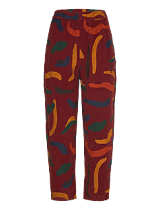 Bobo Choses Brushstrokes printed cocoon pants - Bukser - MULTICOLOR / burgundy