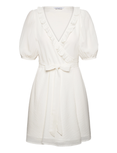 Bubbleroom Towa Frill Dress - Omslagskjoler - WHITE / white