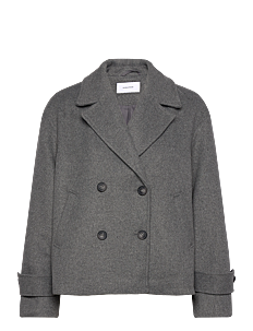 Bubbleroom Renate Short Wool Blend Jacket - Vinterjakker - GREY MELANGE / grey