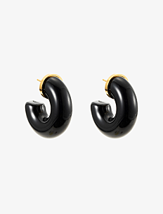 By Jolima Ivy chunky hoops - Øredobber - BLACK / black