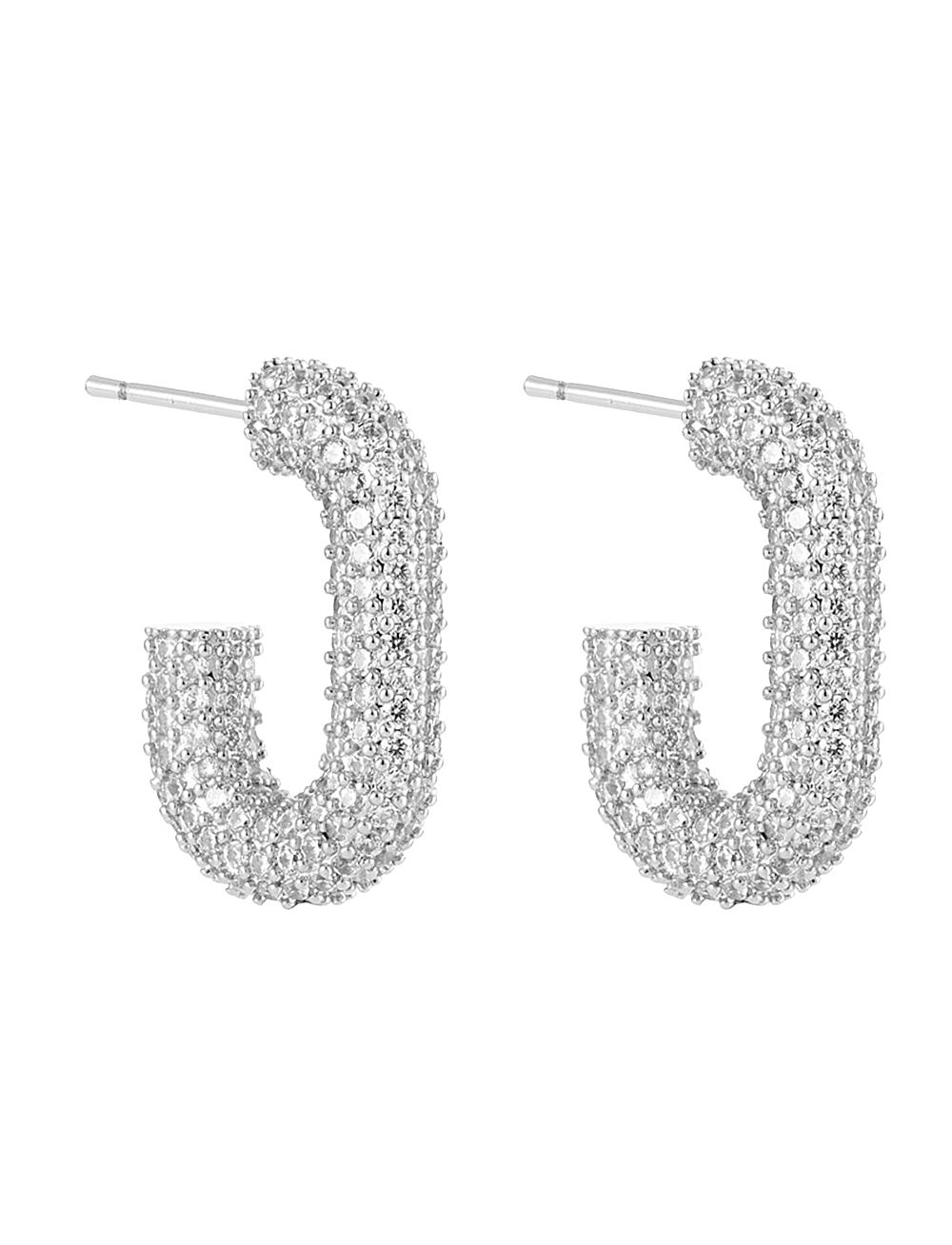 By Jolima - U Rock crystal earring - Øreringer - silver - 1