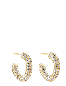 By Jolima Monaco pavé hoops 13 mm - Øredobber - GOLD / gold