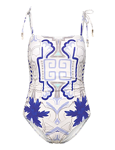 Malina Fern tie shoulder printed swimsuit - Badetøy - MOSAIC / white