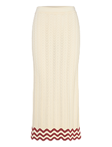 Malina Saga knitted scallop midi skirt - Skjørt - VANILLA / beige