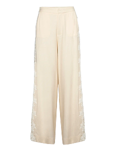 Malina Stephanie lace detail linen pant - Bukser - VANILLA / cream