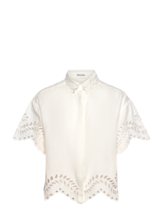 Malina Cressida short sleeve embroidered shirt - Kortermede skjorter - WHITE / white