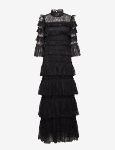 Malina Carmine long sleeve maxi lace dress - Selskapskjoler - BLACK / black