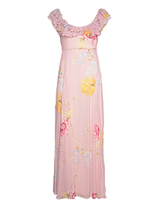 by Ti Mo Dotted Georgette Maxi Dress - Kolleksjoner - 680 - FLOURISH WALL / pink/rose