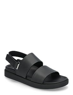 Calvin Klein FLAT ADJ SANDAL EYELET - Flate sandaler - CK BLACK / black