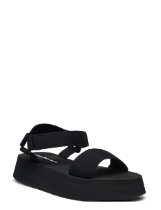 Calvin Klein SANDAL VELCRO WEBBING MG - Flate sandaler - TRIPLE BLACK / black