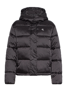 Calvin Klein Jeans SHINY MONOLOGO ND SHORT PUFFER - Vinterjakker - CK BLACK / black