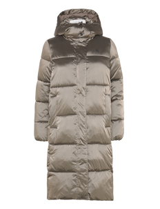 Calvin Klein Jeans MONOLOGO ND SHINY LONG PUFFER - Kåper - BRINDLE / brown