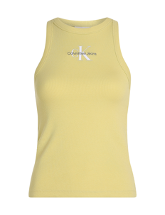 Calvin Klein Jeans MONOLOGO RIB TANK TOP - Ermeløse topper - MUTED LIME / yellow