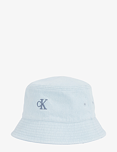 Calvin Klein EMBRO MONOGRAM DENIM BUCKET HAT - Hatter & Luer - LIGHT WASHED DENIM / blue