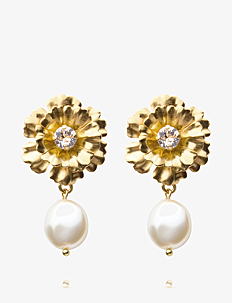 Caroline Svedbom BLOSSOM PEARL EARRINGS GOLD - Kolleksjoner - CRYSTAL / gold