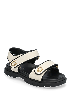 Coach BRYNN SANDAL - Flate sandaler - CHALK/BLACK / white