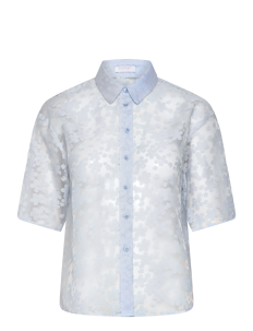 Coster Copenhagen Sheer shirt with flowers - Kortermede skjorter - BLUE FLOWER / blue