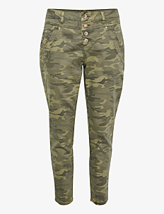 Cream CRPenora Twill 7/8 Pant - Slim jeans - SEA GREEN PRINTED CAMOUFLAGE / green