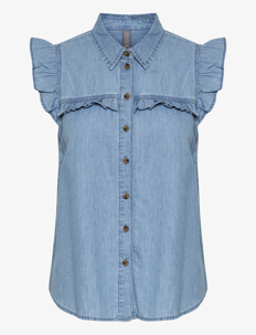 Culture CUaurelia Sleeveless Shirt - Kortermede skjorter - LIGHT BLUE WASH / blue