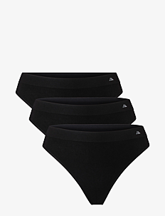 Danish Endurance Women's Bamboo Thong 3-pack - Vis alt - BLACK / multi