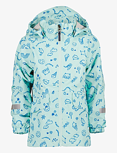 Didriksons NORMA KIDS PR JKT 3 - Skall- og regnjakker - DOODLE PALE MINT / blue