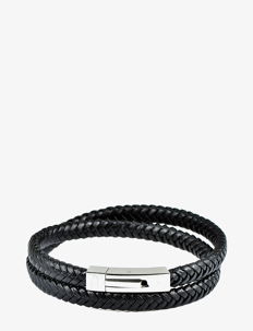 edd. Leather Bracelet Double - Smykker - BLACK / black