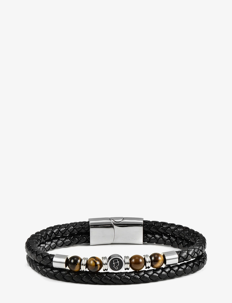 edd. Leather/Beads Combo Bracelet - Smykker - BLACK / black