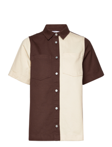 Envii ENMASS SS SHIRT BLOCK 6803 - Kortermede skjorter - ANGORA / brown